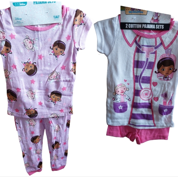 Disney Girls Doc McStuffins Short Sleeve Cotton 4 Piece Pajama Set